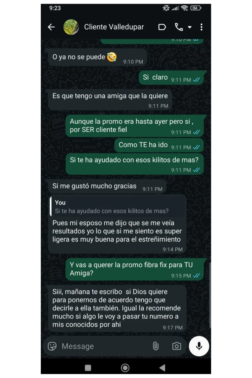 Testimonio de cliente Fibra Fix